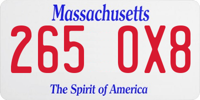 MA license plate 265OX8