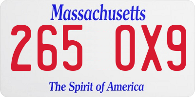 MA license plate 265OX9
