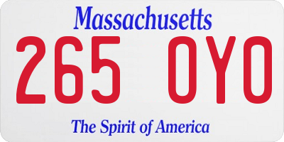 MA license plate 265OY0
