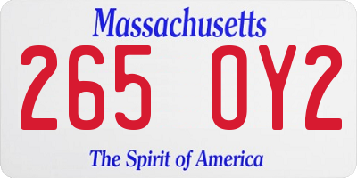 MA license plate 265OY2