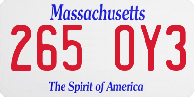 MA license plate 265OY3