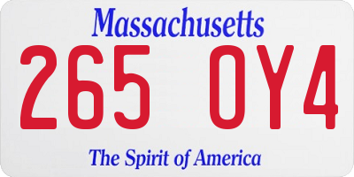 MA license plate 265OY4
