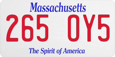MA license plate 265OY5