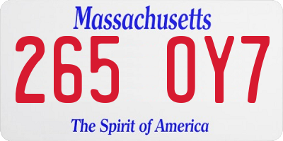 MA license plate 265OY7