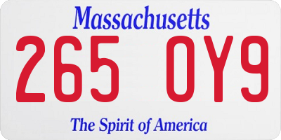 MA license plate 265OY9