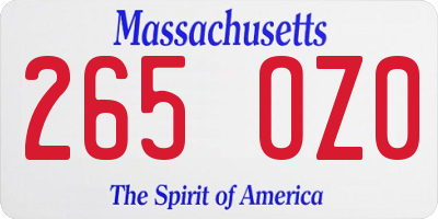 MA license plate 265OZ0