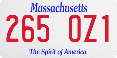 MA license plate 265OZ1