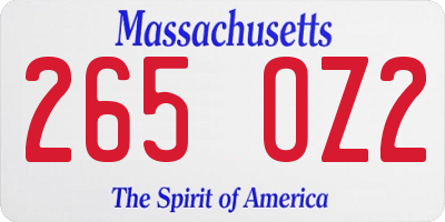 MA license plate 265OZ2