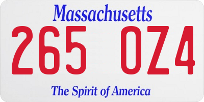 MA license plate 265OZ4