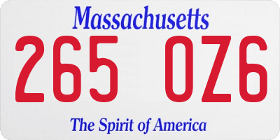 MA license plate 265OZ6