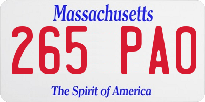 MA license plate 265PA0
