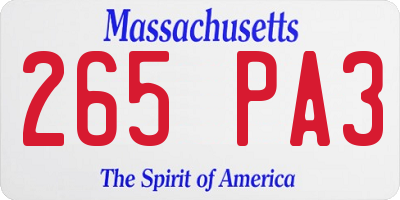 MA license plate 265PA3