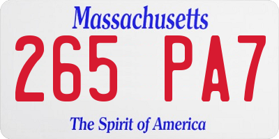 MA license plate 265PA7