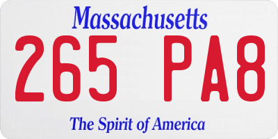 MA license plate 265PA8