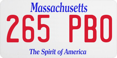 MA license plate 265PB0