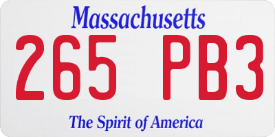 MA license plate 265PB3