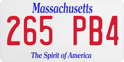 MA license plate 265PB4