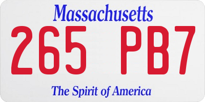 MA license plate 265PB7