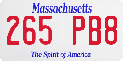 MA license plate 265PB8