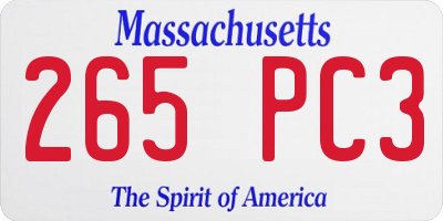 MA license plate 265PC3