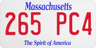 MA license plate 265PC4