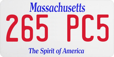 MA license plate 265PC5