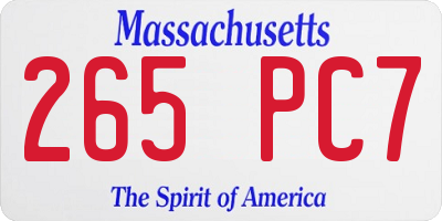 MA license plate 265PC7