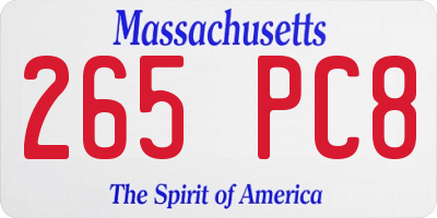 MA license plate 265PC8