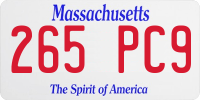 MA license plate 265PC9