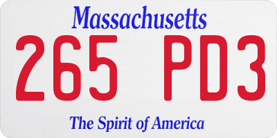 MA license plate 265PD3