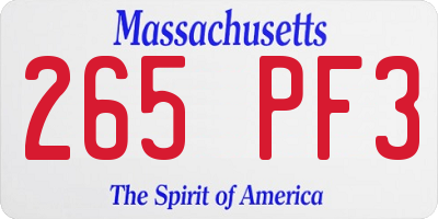 MA license plate 265PF3