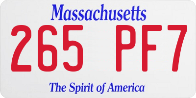 MA license plate 265PF7