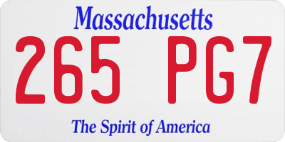MA license plate 265PG7