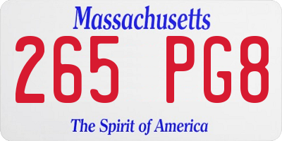 MA license plate 265PG8
