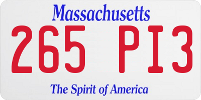 MA license plate 265PI3