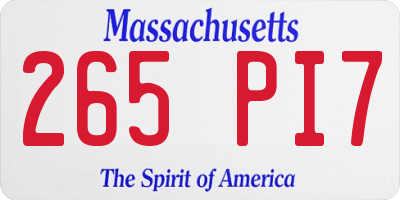 MA license plate 265PI7
