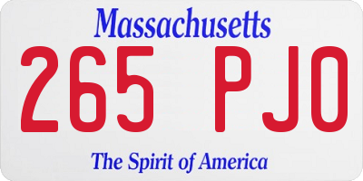 MA license plate 265PJ0