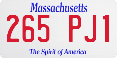 MA license plate 265PJ1