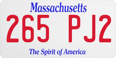 MA license plate 265PJ2