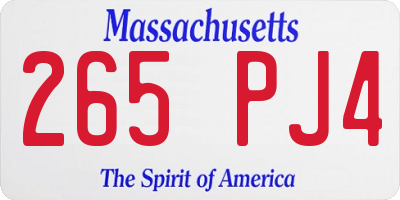 MA license plate 265PJ4