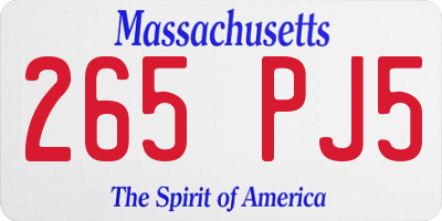 MA license plate 265PJ5