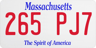 MA license plate 265PJ7