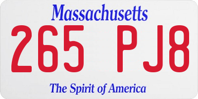 MA license plate 265PJ8