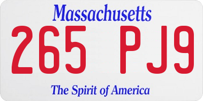 MA license plate 265PJ9