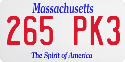 MA license plate 265PK3