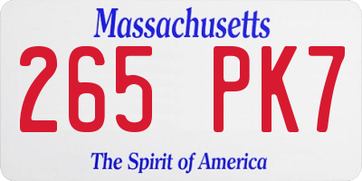 MA license plate 265PK7