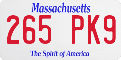 MA license plate 265PK9
