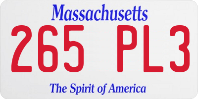 MA license plate 265PL3