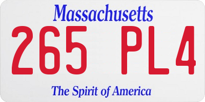 MA license plate 265PL4