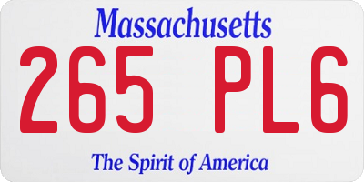 MA license plate 265PL6